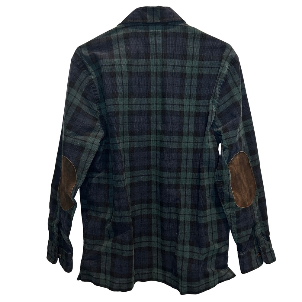 Brooks Brothers Men's Corduroy Black Watch Plaid Shirt Small Elbow Patches View 3